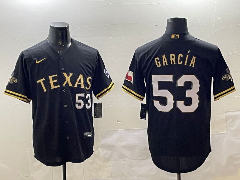 Men Texas Rangers #53 Garcia Black Gold Game 2025 Nike MLB Jersey style 2
